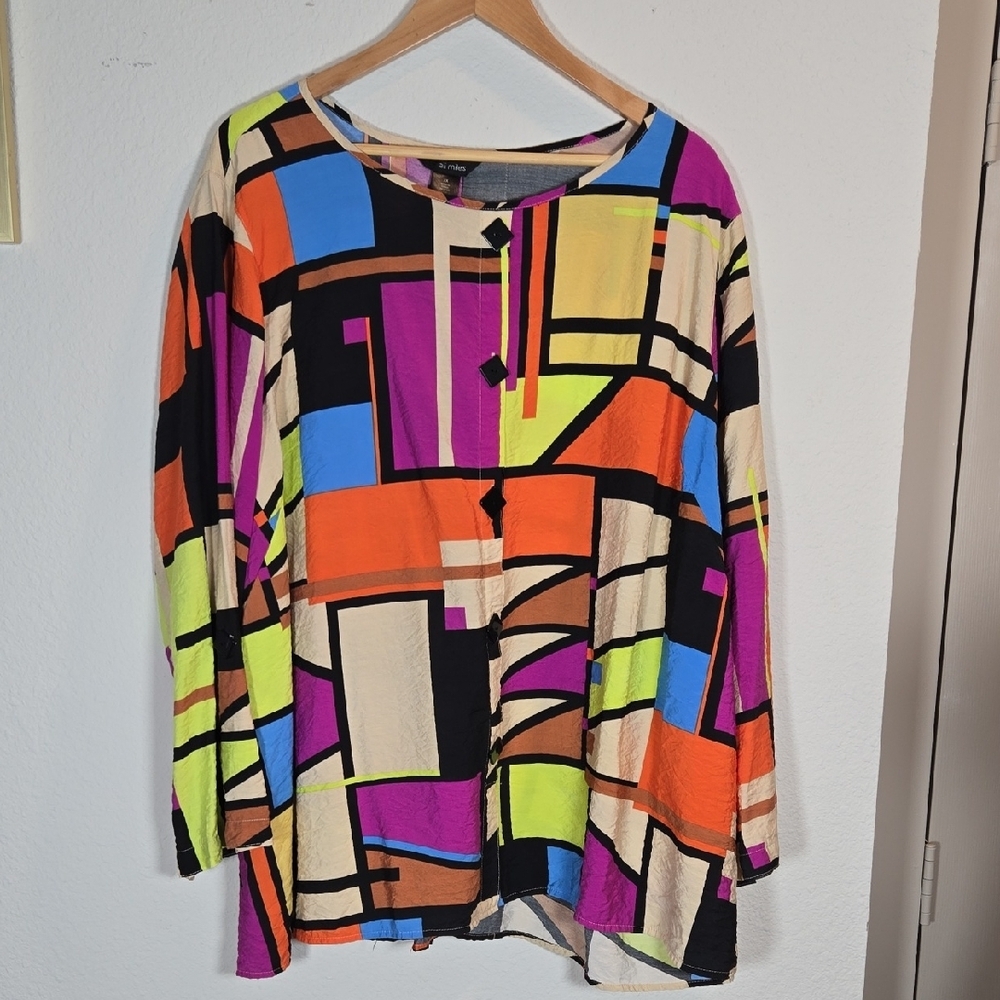 Ali Miles Multicolor Geometric Blouse Size 3X